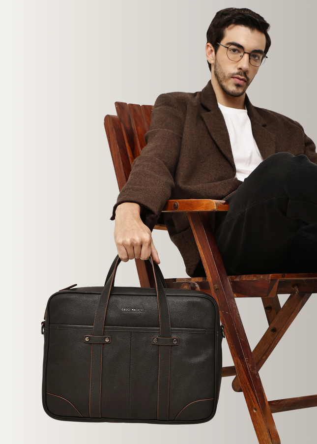 Gauge Machine Meridian Leather Laptop Bag