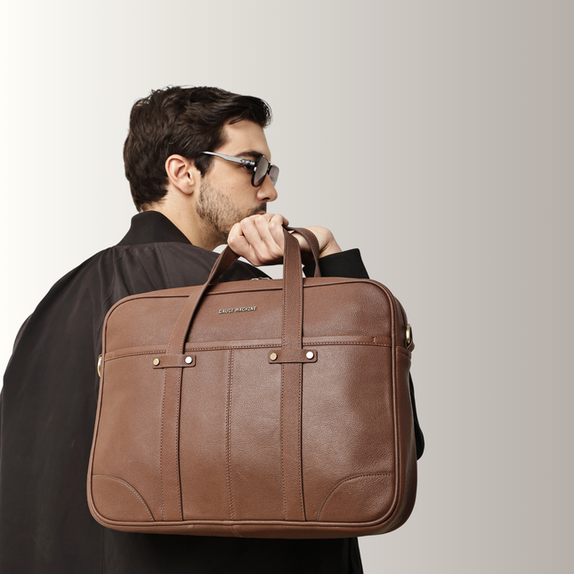 Gauge Machine Meridian Leather Laptop Bag