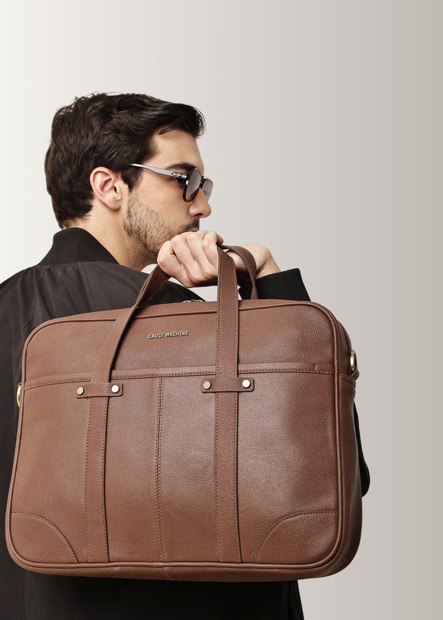 Gauge Machine Meridian Leather Laptop Bag