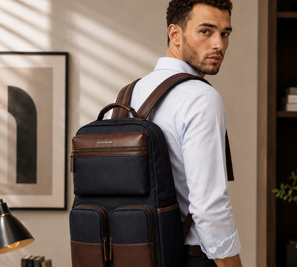 TwinVault Leather Backpack