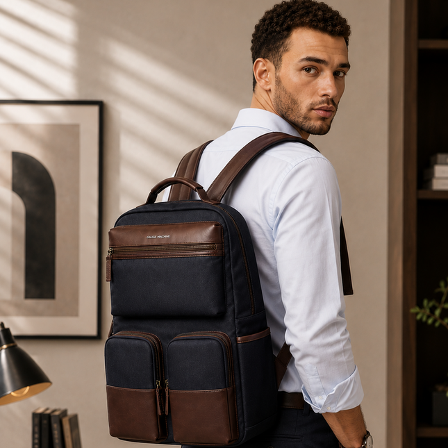 TwinVault Leather Backpack
