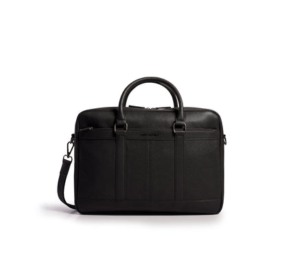 Gauge Machine Citadel Black Leather Laptop Bag