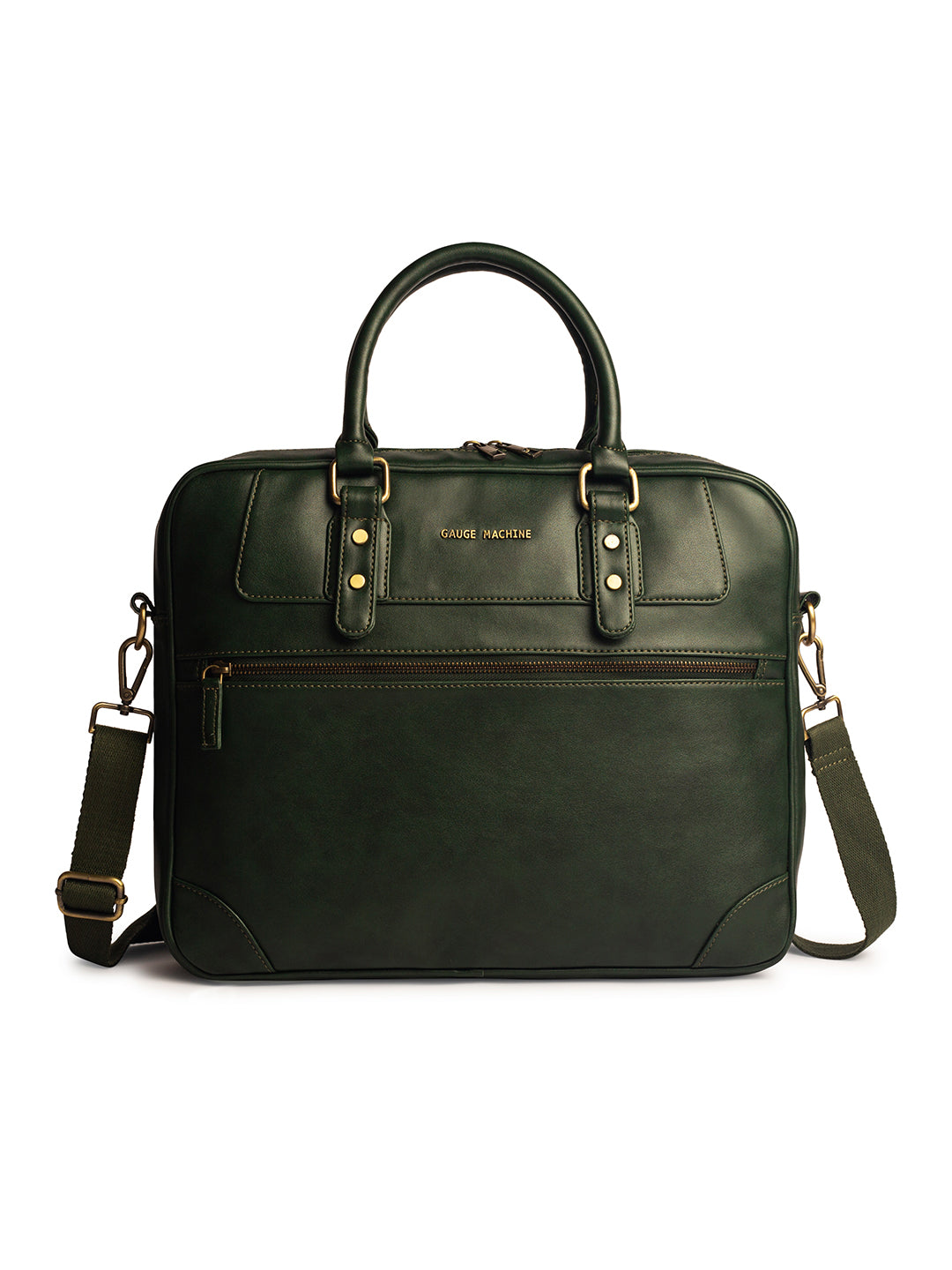 Gauge Machine 16" Olive Messenger Laptop Bag with Detachable Strap