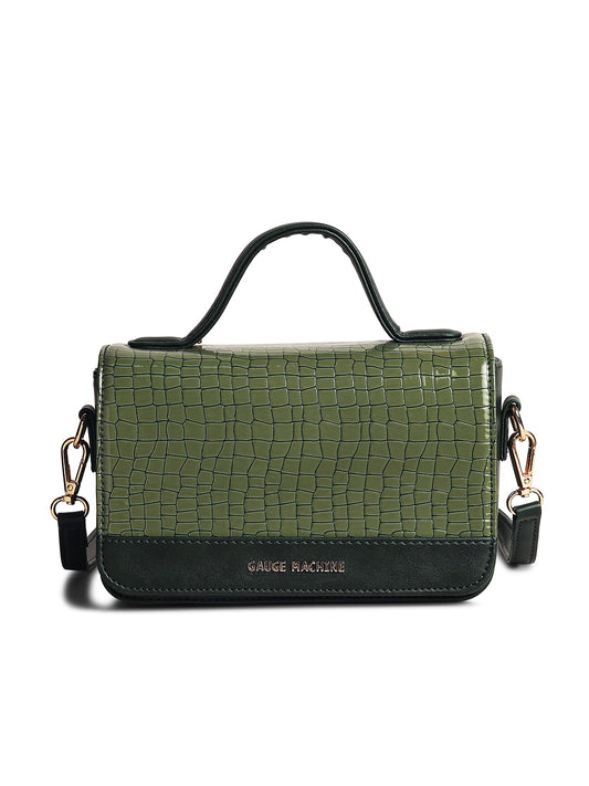 Gauge Machine Plush Green Sling Hand Bag