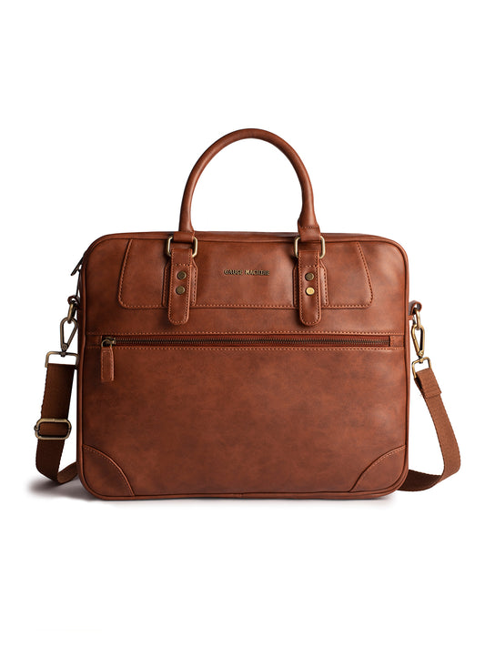 Gauge Machine 16" Tan Messenger Laptop Bag with Detachable Strap