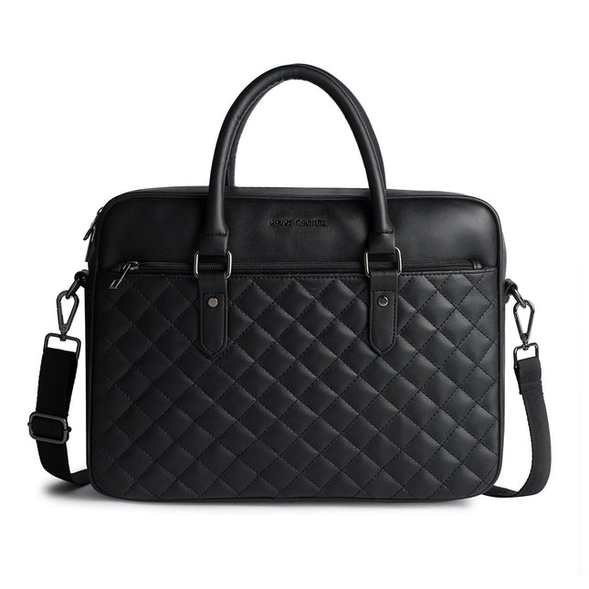 Gauge Machine 16" Black Quilted Laptop Bag with Detachable Strap