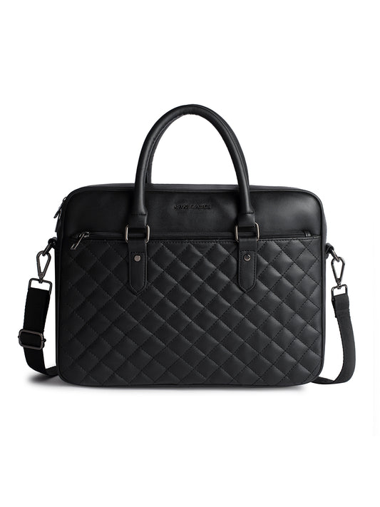 Gauge Machine 16" Black Quilted Laptop Bag with Detachable Strap