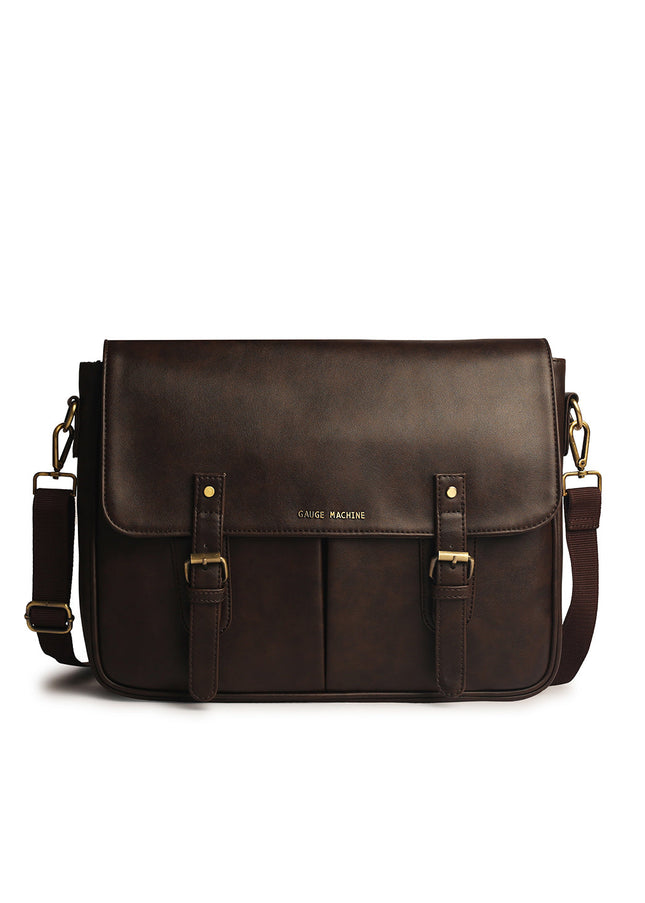 Gauge Machine 16" Brown Laptop Bag with Detachable Strap
