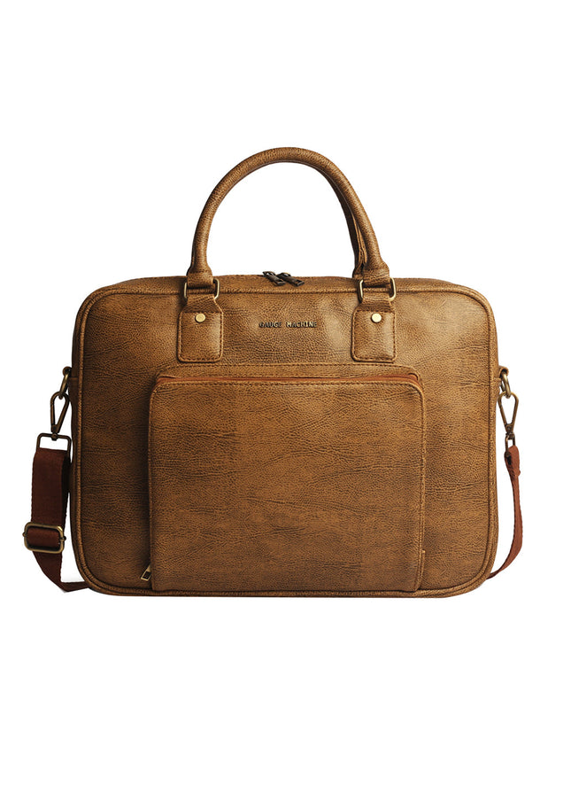 Gauge Machine 16" Tan Laptop Messenger Bag with Detachable Strap