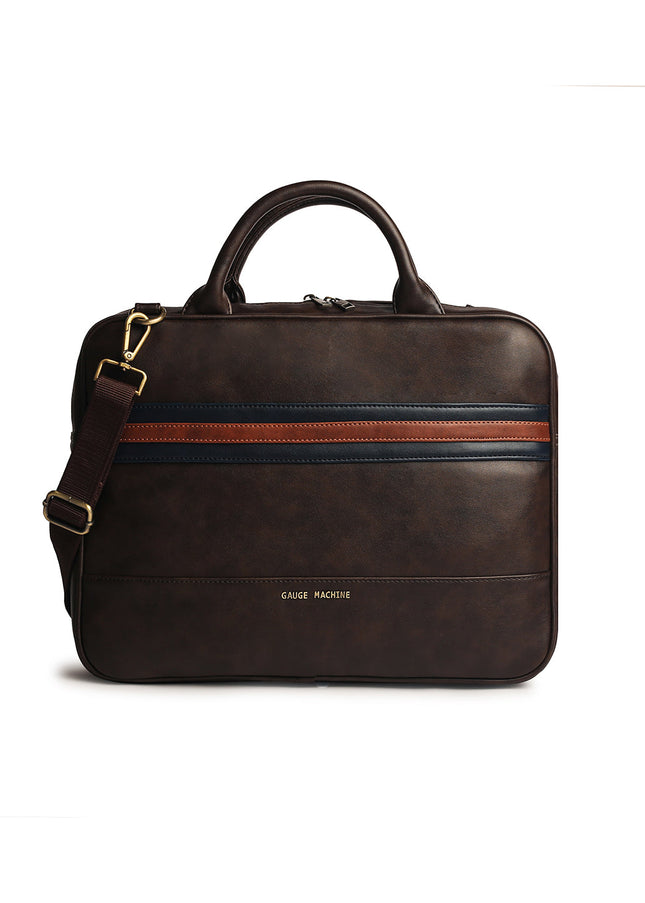 Gauge Machine 16" Brown Appointee Laptop Bag with Detachable Strap