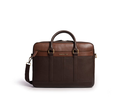 Gauge Machine Citadel Black Leather Laptop Bag