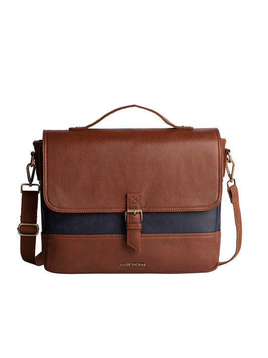 Gauge Machine 16" Tan Laptop messenger Bag with Detachable Strap