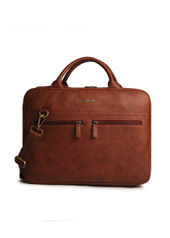Gauge Machine 16" Tan Laptop Bag with Detachable Strap