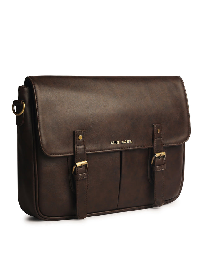 Gauge Machine 16" Brown Laptop Bag with Detachable Strap