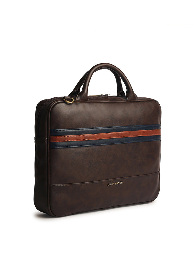 Gauge Machine 16" Brown Appointee Laptop Bag with Detachable Strap
