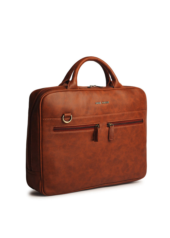 Gauge Machine 16" Tan Laptop Bag with Detachable Strap
