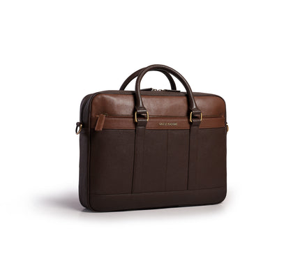Gauge Machine Citadel Black Leather Laptop Bag