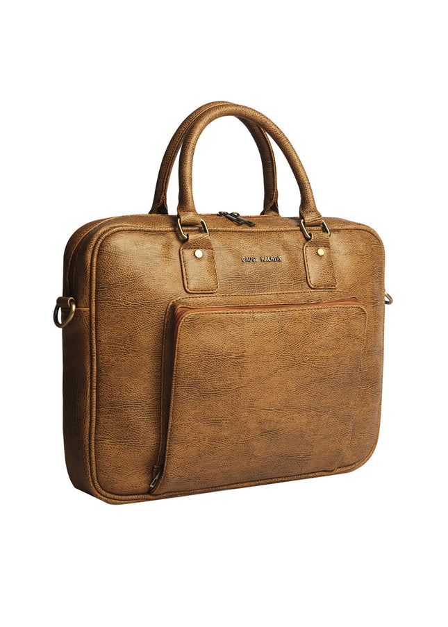 Gauge Machine 16" Tan Laptop Messenger Bag with Detachable Strap