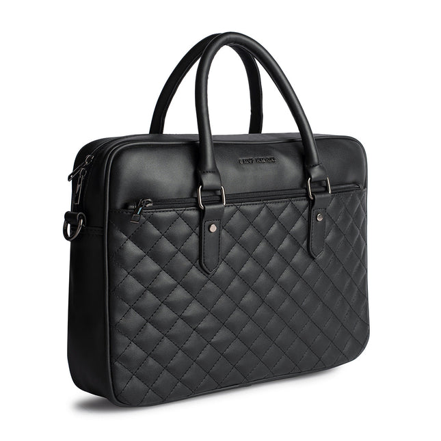 Gauge Machine 16" Black Quilted Laptop Bag with Detachable Strap