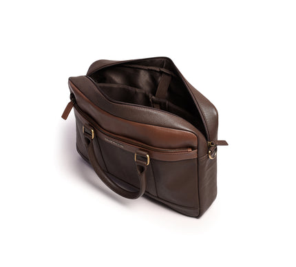 Gauge Machine Citadel Black Leather Laptop Bag