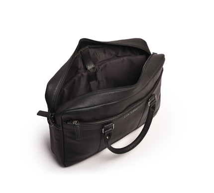 Gauge Machine Citadel Black Leather Laptop Bag