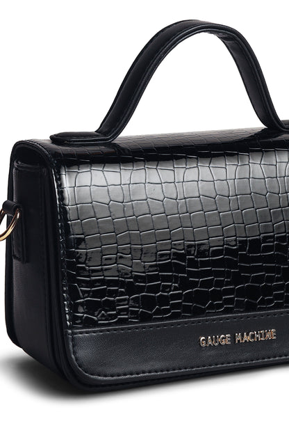 Gauge Machine Plush Black Sling Hand Bag