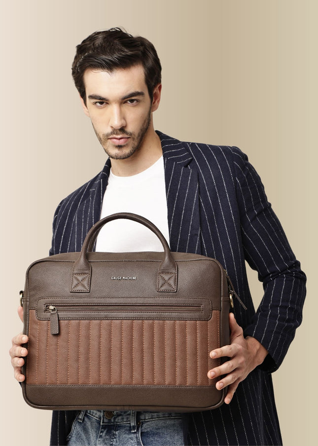 Gauge Machine Ridgeline Leather Laptop Bag