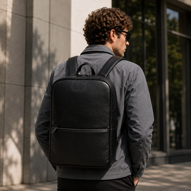 Gauge Machine Black Backpack with Front Pocket